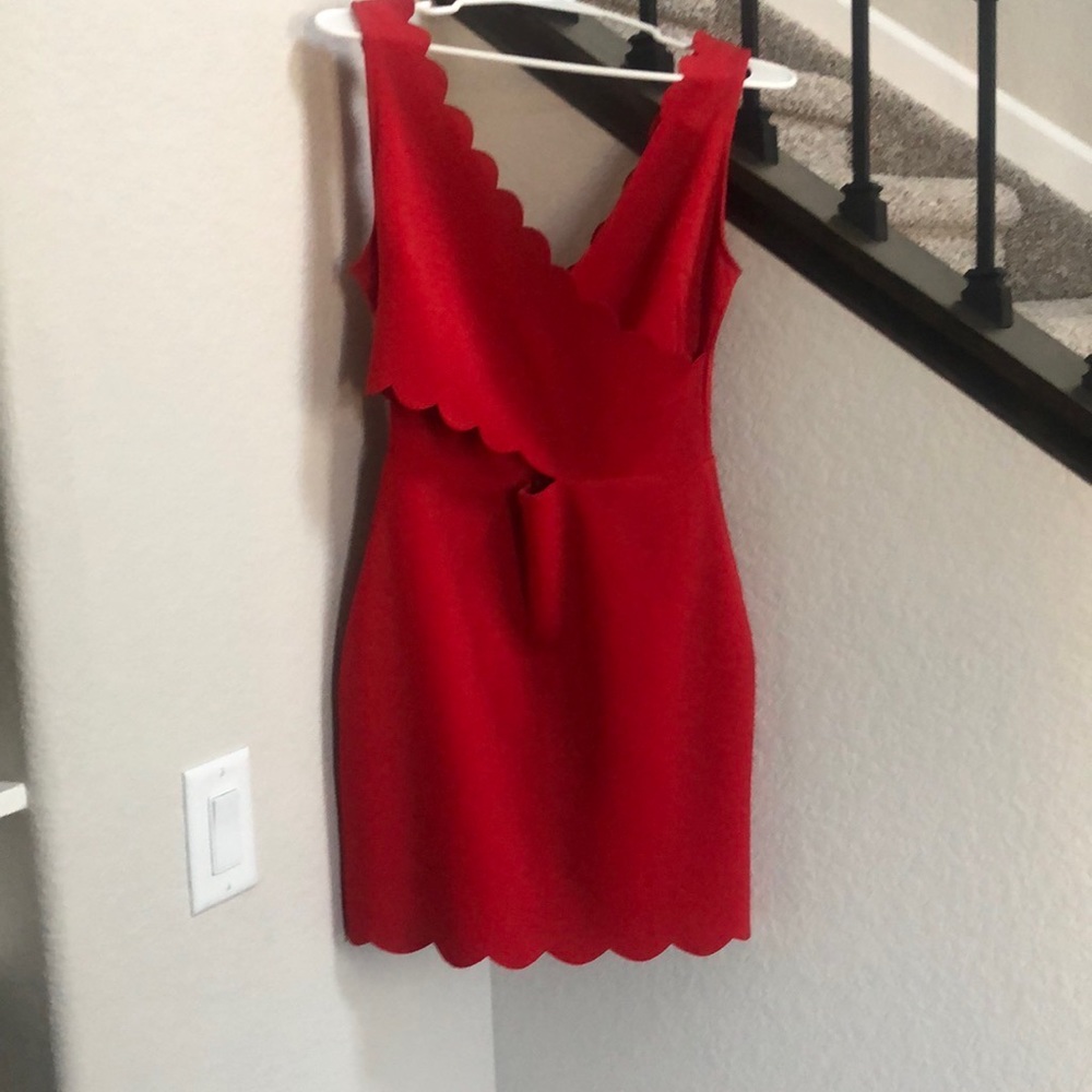Red Mini Dress with small mid-drift cutout